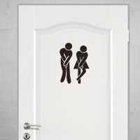 【CW】✢℗  Toilet Sticker Removable Door Washroom Wall Decal Decoration