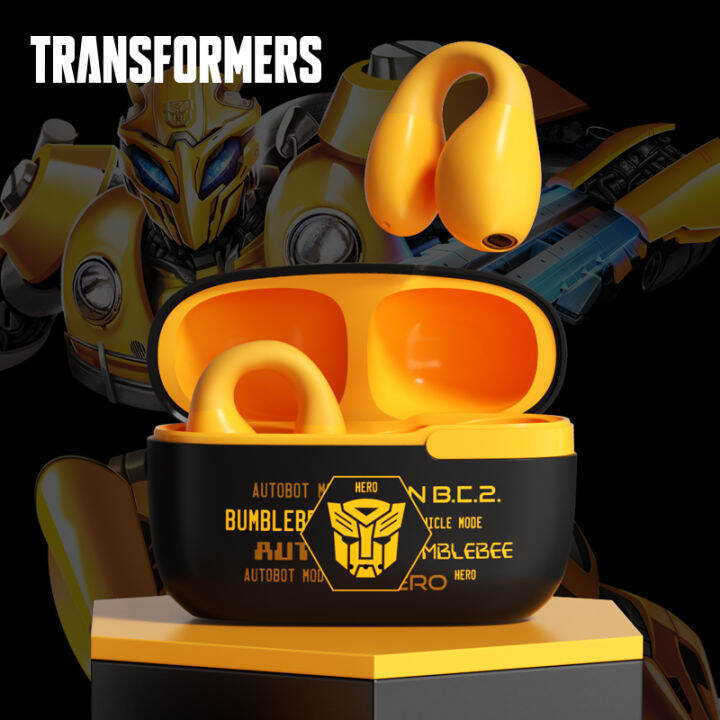 transformers-bumblebee-ชุดหูฟังบลูทูธต่างหูแบบหนีบ-tf-t05ที่แท้จริง5-3ขนาดกะทัดรัดและพกพาแบตเตอรี่อายุการใช้งานยาวนานพร้อมไมโครโฟนหูฟังลดเสียง