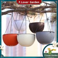 【Ready Stock】 ◎► D50 Plastic Hanging Flowerpots Plastic Hanging Plant Pot Rattan Basket Planter Colorful Self Watering With Chain