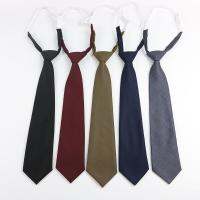 33x7cm Khaki Navy Blue Solid Color Jacquard Cotton Lazy Zipper Tie Japanese Academic Style Girls Boys Ties