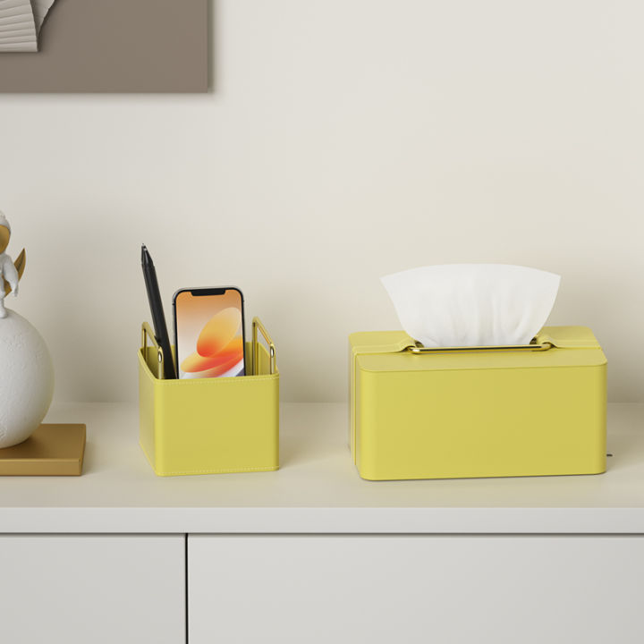 กล่องทิชชู่ใช้ในบ้านบนโต๊ะแบบเรียบง่ายระดับไฮเอนด์กล่องเก็บของแบบสร้างสรรค์ระดับรูปลักษณ์สูง-3สี