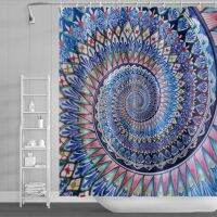 Psychedelic Blue Shower Curtain 3D Gold Glitter Trippy Bathtub Screen Geometric Polyester Fabric Waterproof Bath Curtain 180x200