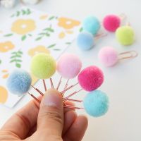 10Pcs/Set Kawai Mini Metal Pom Pom Paper Clip Creative Hair Ball Bookmark Binder Office School Stationery Supplies