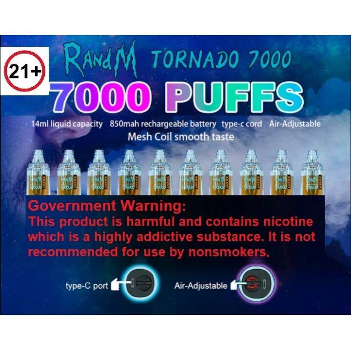 Vape RandM Tornado 7000 Puffs With Airflow Control Disposable And ...