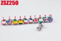 mix style 7mm Many kinds of national flag shape stainless steel earring ear stud 50 pcs fashion punk jewelry ZSZ250