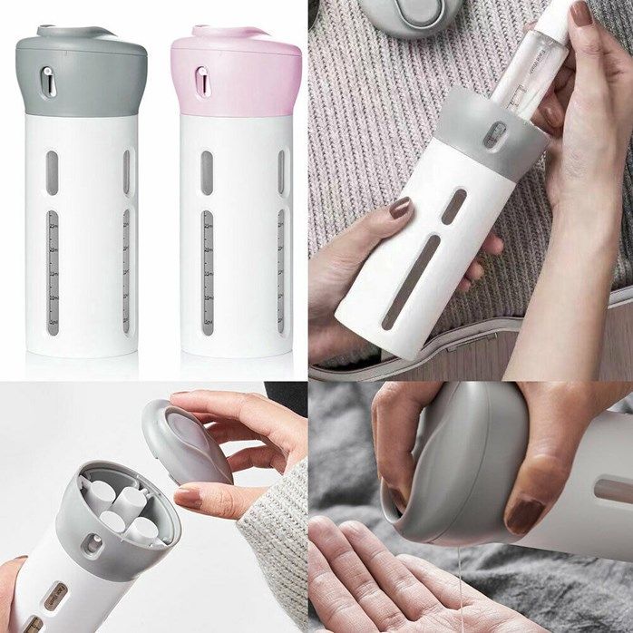 4in1-travel-bottle-set-ขวดแบ่งพกพา-ขวดแบ่งหัวปั้ม-ชุดขวดแบ่งครีม-ขวดแบ่งเจลพกพา-ขวดแบ่งครีม-ขวดแบ่งน้ำยา-ขวดแบ่งของเหลว-1-อัน-แบ่งได้-4-ขวด