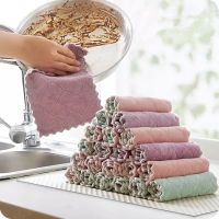 Microfiber Towel Absorbent Kitchen Cleaning Cloths Non-stick Oil Dish Towel Rags Napkins Tableware Household Cleaning Towel