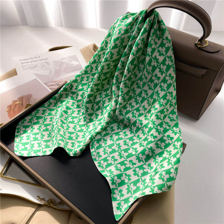 hotluxury-ยี่ห้อ-neckerchief-ผ้าไหมผ้าพันคอผู้หญิงออกแบบผมวงซาติน-square-headscarf-ริบบิ้น-lady-wrist-hand-wrap-shawl