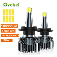 OVEHEL หลอดไฟหน้ารถ H7 HB3 3LM LED 360 ° H11 H1 9005 9006 HB4 9012 HIR2 D1S 6000K ไฟตัดหมอกอัตโนมัติ12V โคมไฟ