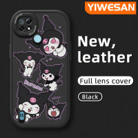 YIWESAN เคสสำหรับ Realme C21 C21Y C25Y ลายการ์ตูนน่ารัก Kuromi ฝาหลังเคสใส่โทรศัพท์หนังเคสซิลิโคนนิ่มกันกระแทกเคสป้องกันกล้องฝาปิดเลนส์เต็มรูปแบบ