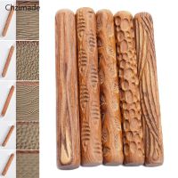 ELEGANT Lychee Life Pottery Clay Tools Wood Texture Rolling Pin Embossing Stick Bubble Fish Leaf Wave Pattern Ceramic Clay Tools