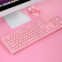 Pink Gaming Keyboard Wired USB LED Backlight 104 Keycaps Keyboard for Laptop PC Gamer