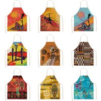 1Pcs Abstract African Woman Pattern Kitchen Sleeveless Aprons  Pinafore Bibs Women Cleaning Apron Home Cooking Pinafores Fartuch Aprons