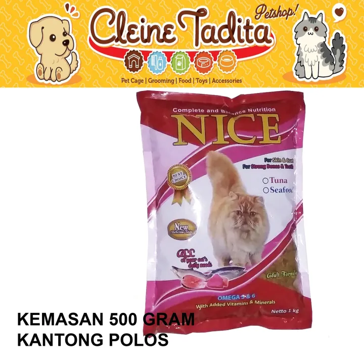 Cleine Tadita Petshop - Makanan kucing Kering Nice 500 gram