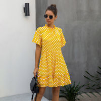 Black Dress Polka-dot Women Summer Sundresses Casual White Loose Fit Clothes Free People 2020 Yellow Womens Clothing Everyday