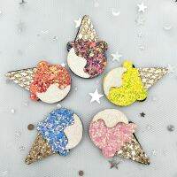 10Pcs/Lot 26*42mm Felt Ice cream Glitter Rainbow Patches Applique Crafts for Children Headwear Hair clip Accessorie and Garment  Furniture Protectors