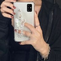 「Enjoy electronic」 Cute Crystal Wrist Strap Butterfly Pendant Phone Case For Samsung S21 S20 FE S10 S8 S9 Plus Ultra Note 8 9 10 20 Soft Back Cover