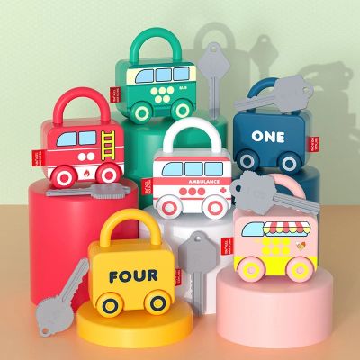 6Pcs Kids Learning Locks with Keys Educational Preschool Numbers Matching &amp; Counting Montessori Car Toys Teaching Aids Toys Game