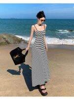 【hot】 Korean And Striped Backless Waist 2023 New Dresses