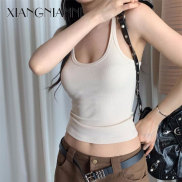 XIANG NIAN NI 2023 Spice Girl low crew neck white vest suspender female