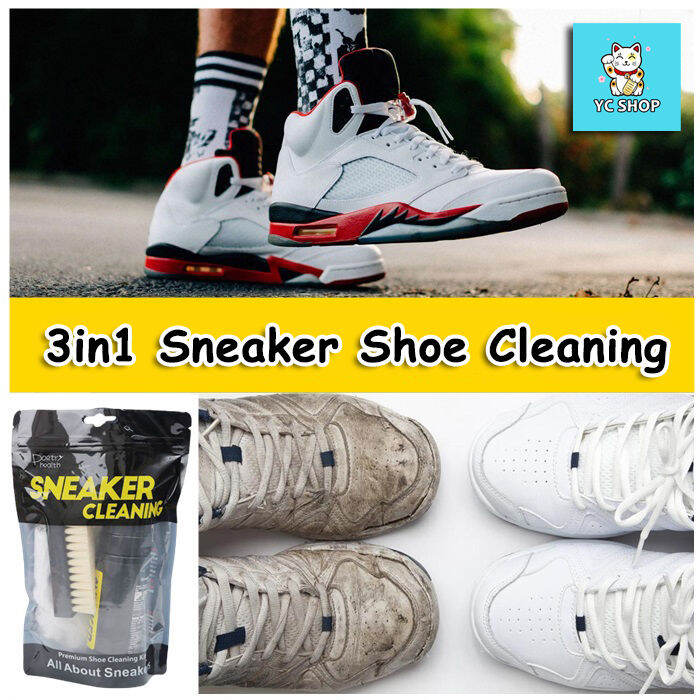 [YC] Shoe Sneaker Cleaning Set 3in1 Care Kit Ingredients Formula White ...