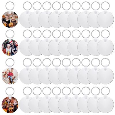 36 Pieces Sublimation Blank Keychains Kits with Heat Transfer Keychain MDF Blank Keychain Blank DIY Keychain (Round)