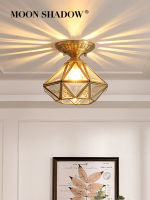 MOONSHADOW Ceiling Lights Full Copper Luxury Diamond Balcony Shining Ceiling Light Entrance Corridor Aisle Light 220V