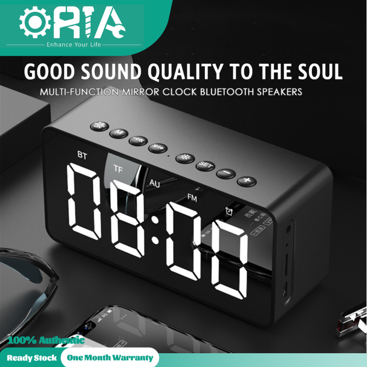 ORIA FM Mirror Alarm Clock With Bluetooth Speaker HD LED Digital Alarm Clock 3 Brightness