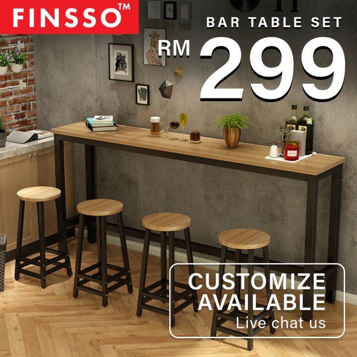 [READY STOCK] FINSSO 120cm or 160cm x 40cm Bar Table & 2 High Bar