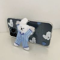 Ins Cute 3D Pajama Dog Funny Puppy Bracket Case For iPhone 14 13 12 11 Pro Max X XR XsMax 7 8 Plus SE Transparent Soft Cover Wardrobe Organisers