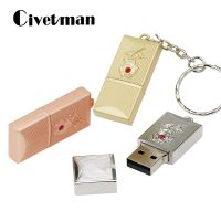 New USB Flash Drive Mini Metal Pendrive 4GB 8GB 16GB 32GB 64GB 256GB Flash Memory Stick USB 2.0 Keychain Tag Pen Drive 128G Disk