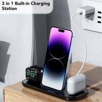 3 In 1 Wireless Charger พับได้ Fast Charging Station สำหรับ 14 13 12 11 Pro Max X XS XR 8 Plus 8 7 Pro