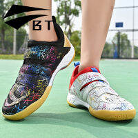 BT ชายหญิงรองเท้าแบดมินตันรองเท้าปิงปอง Sportive Cushioning ลื่นสวมใส่ Breathable นุ่มสบายสกรูหัวเข็มขัดปรับรถไฟ35-45