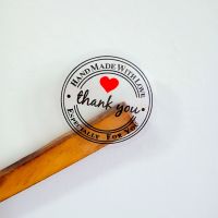 hot！【DT】■◑☏  100PCS/lot Kawaii Transparent  Thank you Round handmade products  Handmade with Love Label