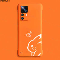 NORVIK การ์ตูนน่ารักลายปิกาจูสีขาวไร้ขอบสีส้มเคสโทรศัพท์สำหรับ Xiaomi Mi 13 12 12 12 12T 11T 10T Lite Redmi Note 12 11 11S 10 9S POCO F5 X4 F4 M4 M3 GT Pro 4G 5G N11-3เคสฝาหลังสร้างสรรค์