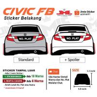 （Kvs auto parts）สติกเกอร์ Kereta Belakang Honda Civic FB ที่กำหนดเอง Warna dan No. Plat