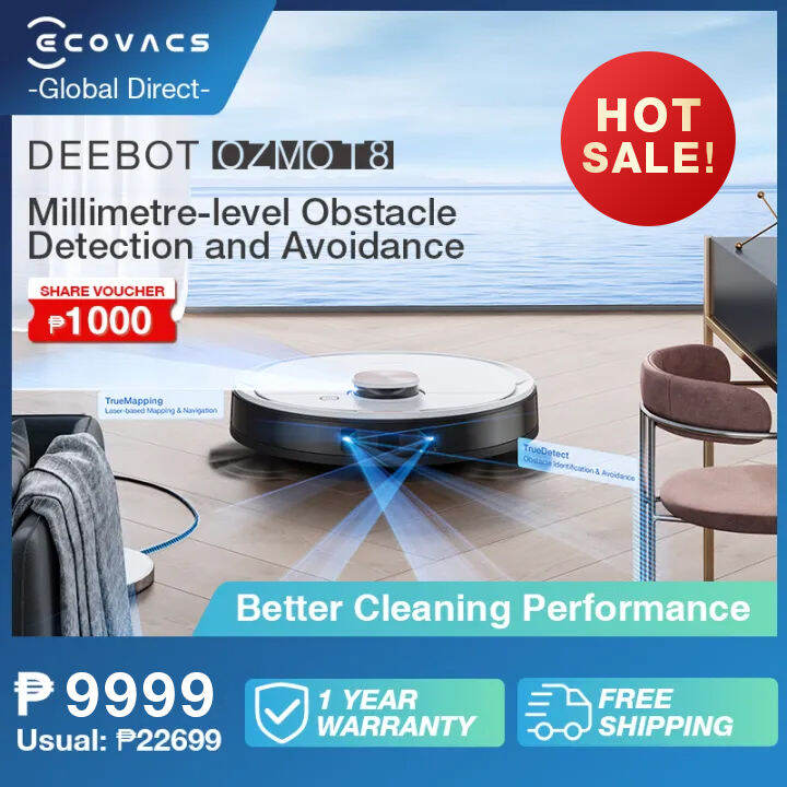 ECOVACS DEEBOT OZMO T8 Robot Vacuum Cleaner with【3D High Precision