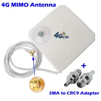 MIMO Antenna 3G 4G 35dBi Gain with Suction Cup With SMA TO CRC9 Adpter SMA Connectors for modem Booster router hotspot repeater