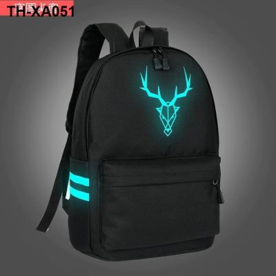 large-capacity backpack mens schoolbag junior high school students female luminous black casual all-match trendy brand