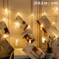 2.2เมตร20LEDs ภาพคลิป H older ไฟ LED เชือกสำหรับคริสต์มาสปีใหม่งานแต่งงานตกแต่งบ้านนางฟ้าไฟแบตเตอรี่