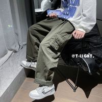 ♂♚ Army green Japanese cityboy overalls mens high-end drape vintage straight pants high street ins trendy brand