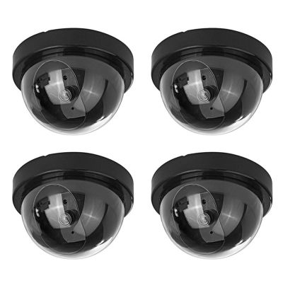4 Pcs CCTV Fake Simulation Dummy Camera Home Surveillance Security Dome Mini Camera Flashing LED Light Fake Camera
