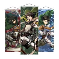 Attack on Titan Scroll Canvas Painting Manga Eren Mikasa Levi Home Decor Wall Hanging Anime Poster Wall Art Room Decor Wall Décor