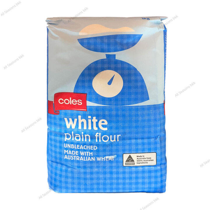 Coles แป้งสาลี ไม่ฟอกสี White Plain Flour ขนาด 1kg. (Best before 19/10