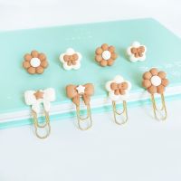 TUTU 10PCS flower Paper Clips cream push pin Bookmarks Planner Clips for Fun Office Supplies School Gifts H0570