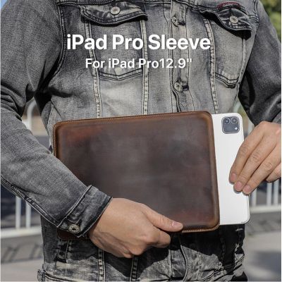 เหมาะสำหรับ Apple Pro 12.9-เคสป้องกันนิ้วบ้าหนัง Crazy Horse Minimalist แท็บเล็ตกระเป๋าคอมพิวเตอร์