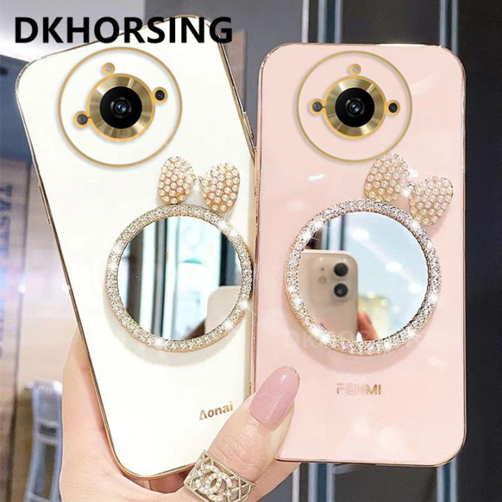 dkhorsing-เคสมือถือชุบโลหะแฟชั่นสำหรับ-realme-11-11pro-11-pro-10t-5g-กล้องป้องกันปลอกอ่อน-realme11-pro-plus-2023พร้อมกระจกแต่งหน้ารูปผีเสื้อน่ารัก