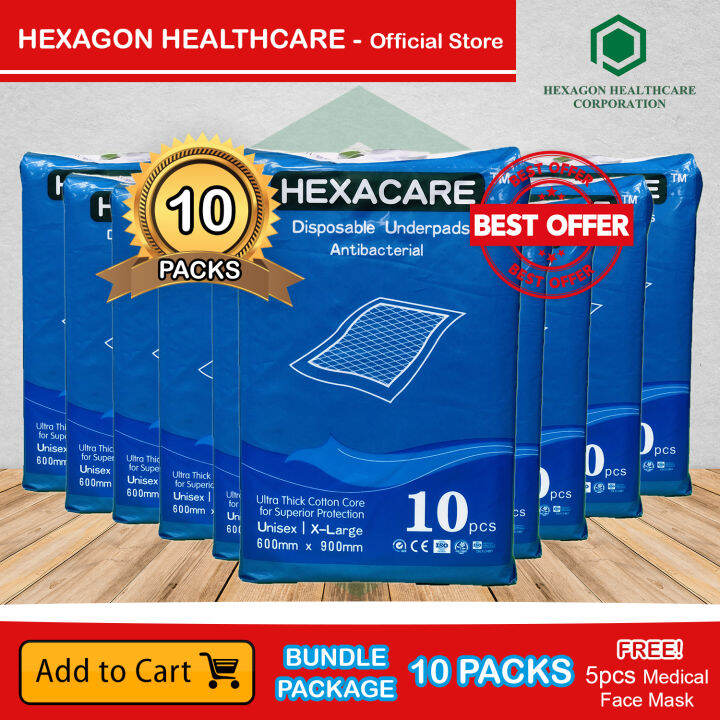UND02B10L HEXACARE Disposable Adult Underpads Extra Large Size 600mm