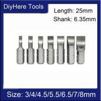 【cw】 7Pcs 1/4 Inch Shank Slotted Screwdriver Bits S2 Electric 25MM 3/4/4.5/5.5/6.5/7/8mm