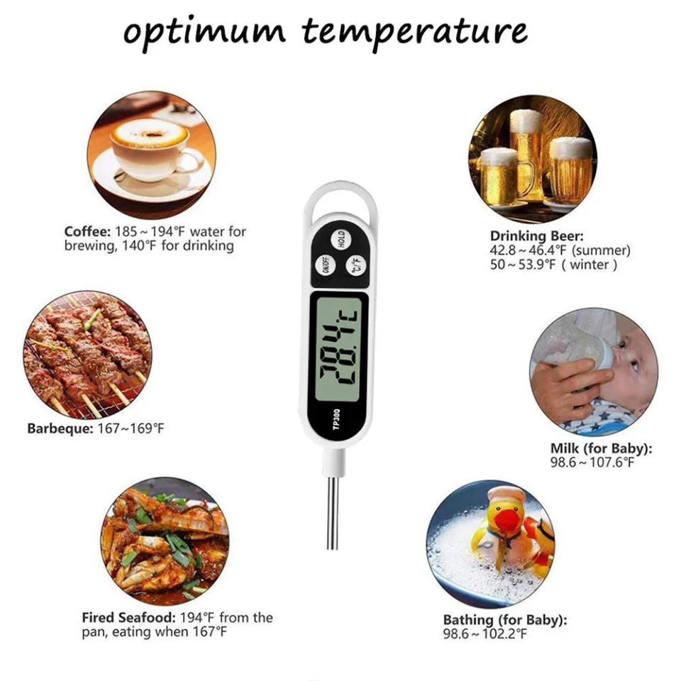 Yieryi Digital Food Thermo meter Meat Cooking Kitchen Thermo meter BBQ  Grill Temperature meter for Cooking Baking milk